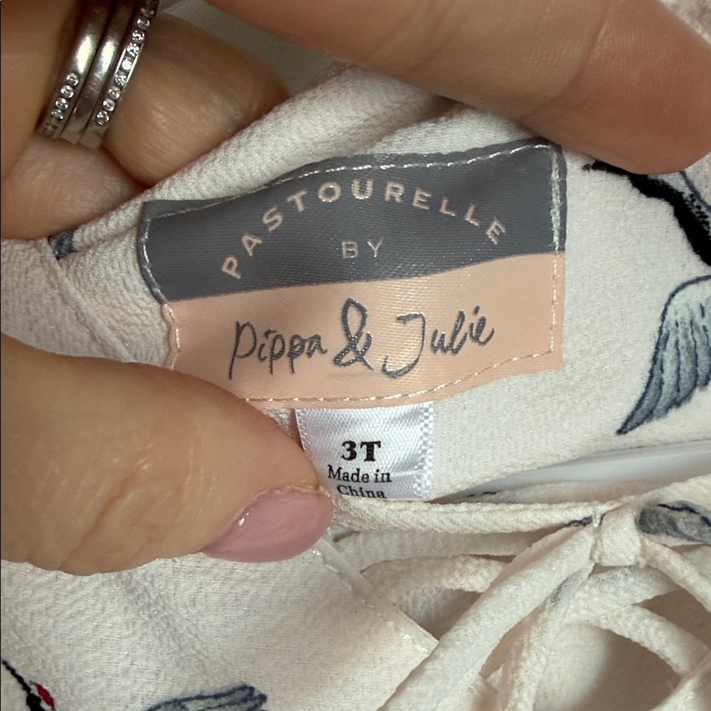 Pippa & Julie Cream Dress with Bird Print - Picture 4 of 5